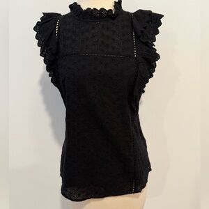 Tyler Boe Size Small, Eyelet Ruffle Blouse